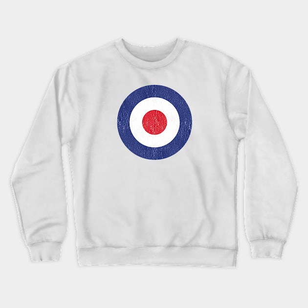 RAF Roundel British War Plane Target Cracked Crewneck Sweatshirt by phoxydesign